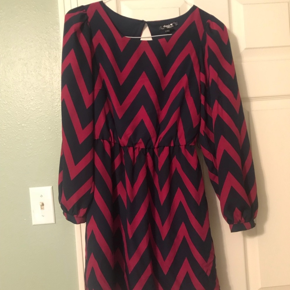 Pink and blue chevron dress